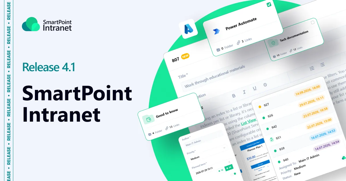 SmartPoint Intranet 4 1: оновлена База знань, масштабування та нові можливості Центру завдань з обробки даних